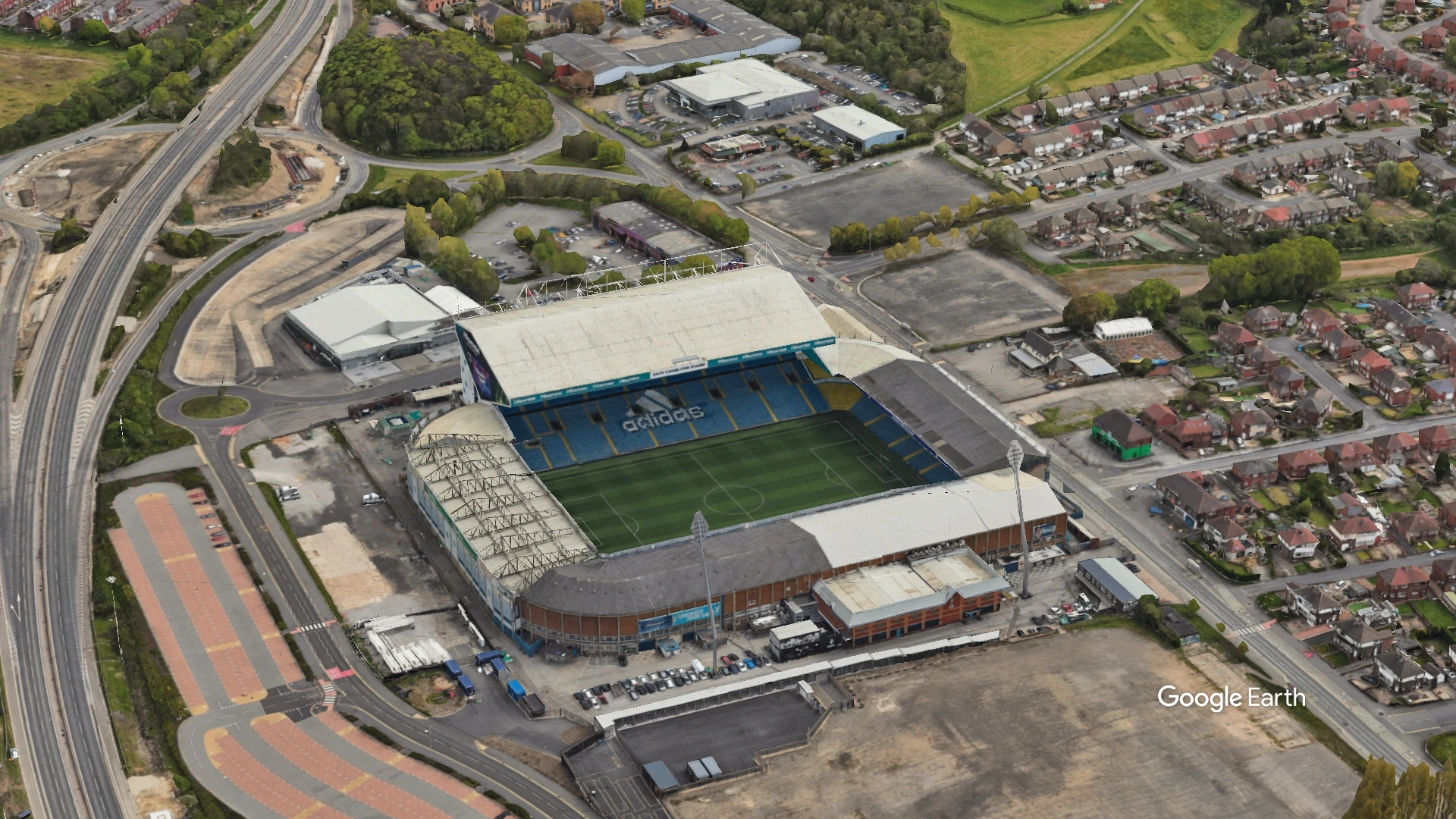 Aerial View of  Elland Road Stadium Leeds United Football Club