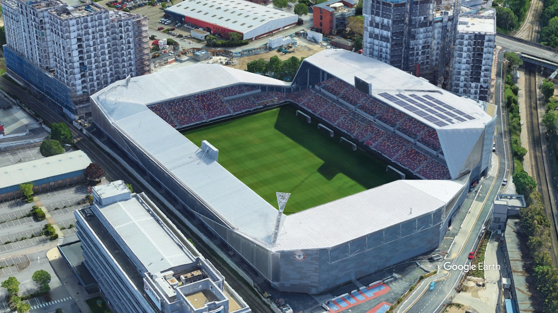 Aerial View of Gtech Community Stadium Brentford Football Club