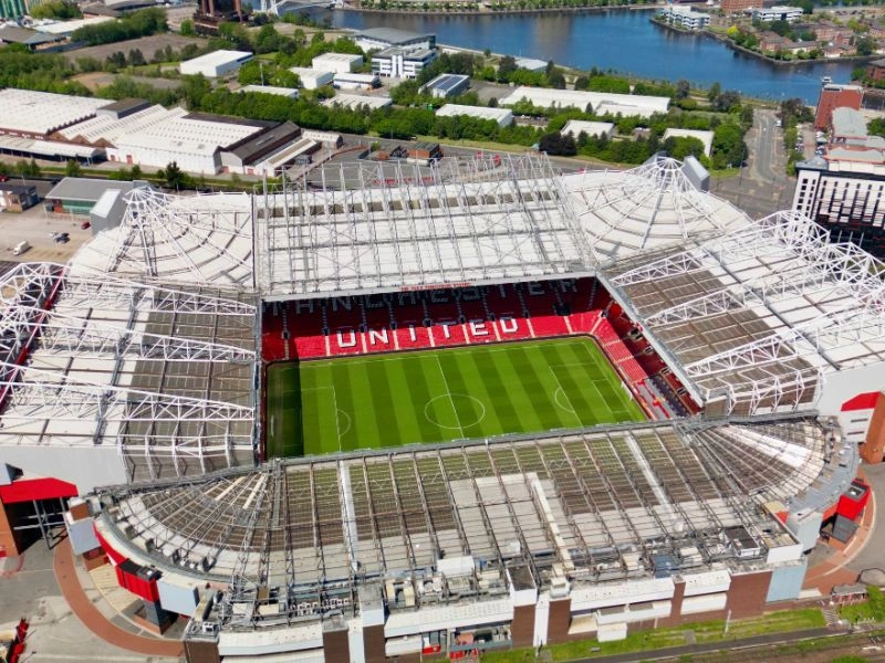 Birds Eye View of the Old Trafford Manchester United Football Stadium