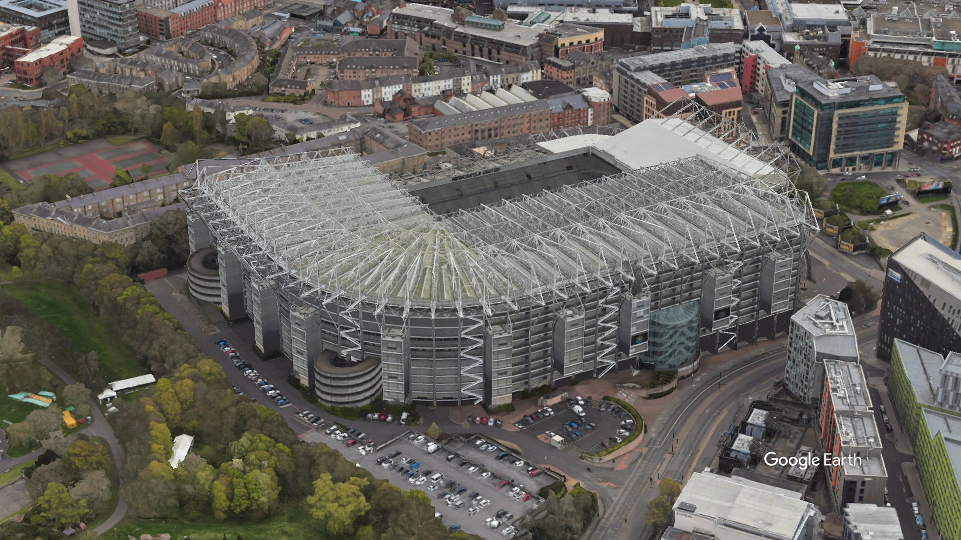 Aerial View of  St James Park Stadium Newcastle United Football Club