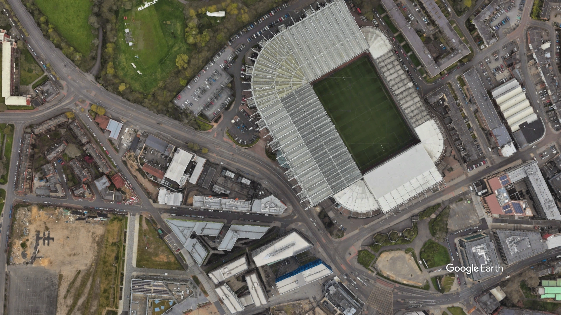 Aerial View of  St James Park Stadium Newcastle United Football Club