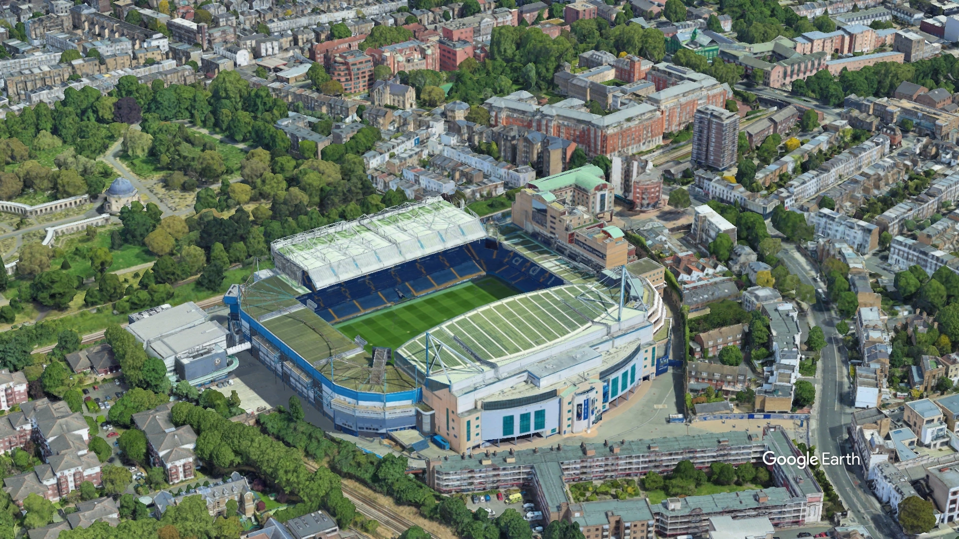 Aerial View of  Stamford bridge Stadium Chelsea Football Club