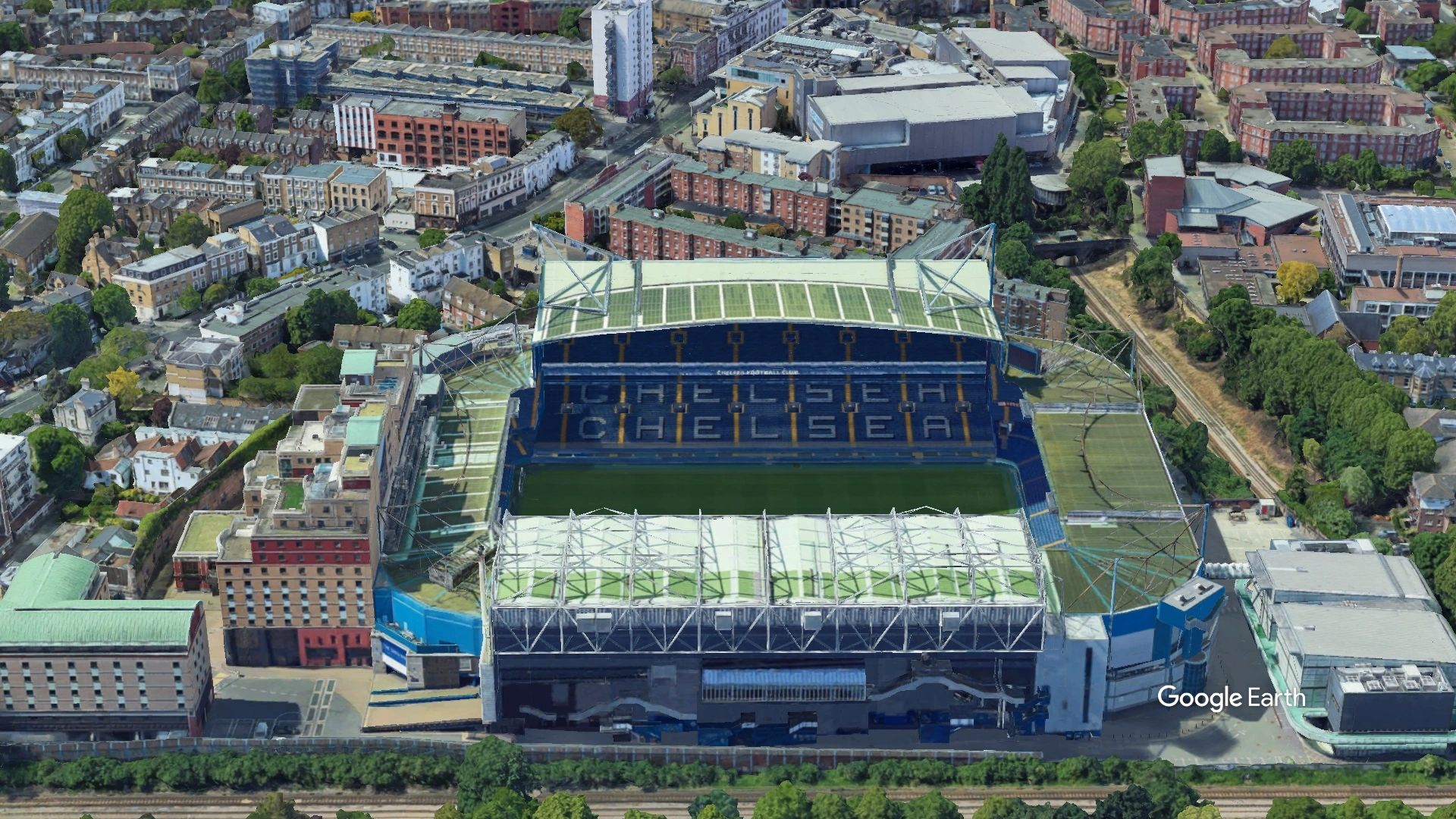Aerial View of  Stamford bridge Stadium Chelsea Football Club