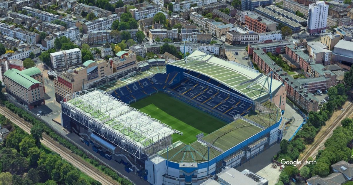 Aerial View of  Stamford bridge Stadium Chelsea Football Club