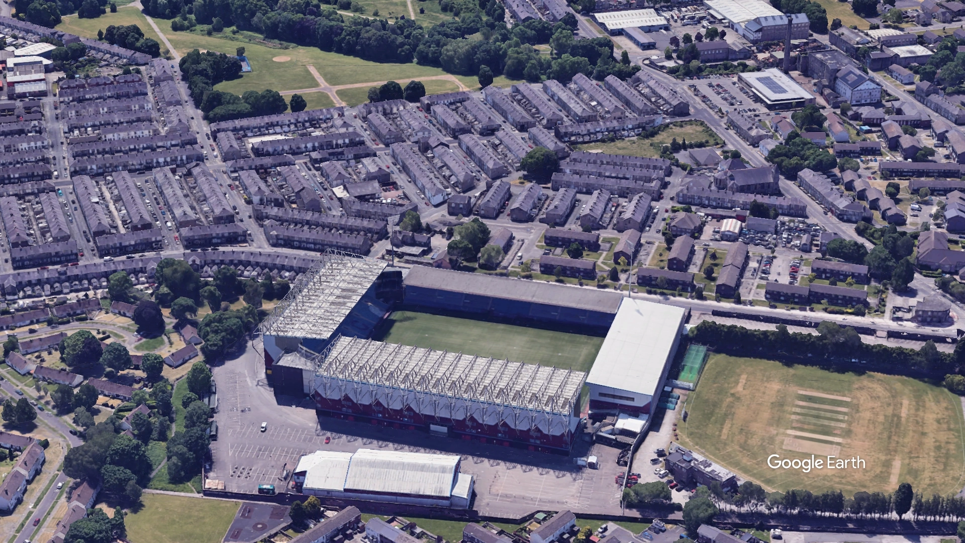 Aerial View of Turf Moor Stadium Burnley Football Club