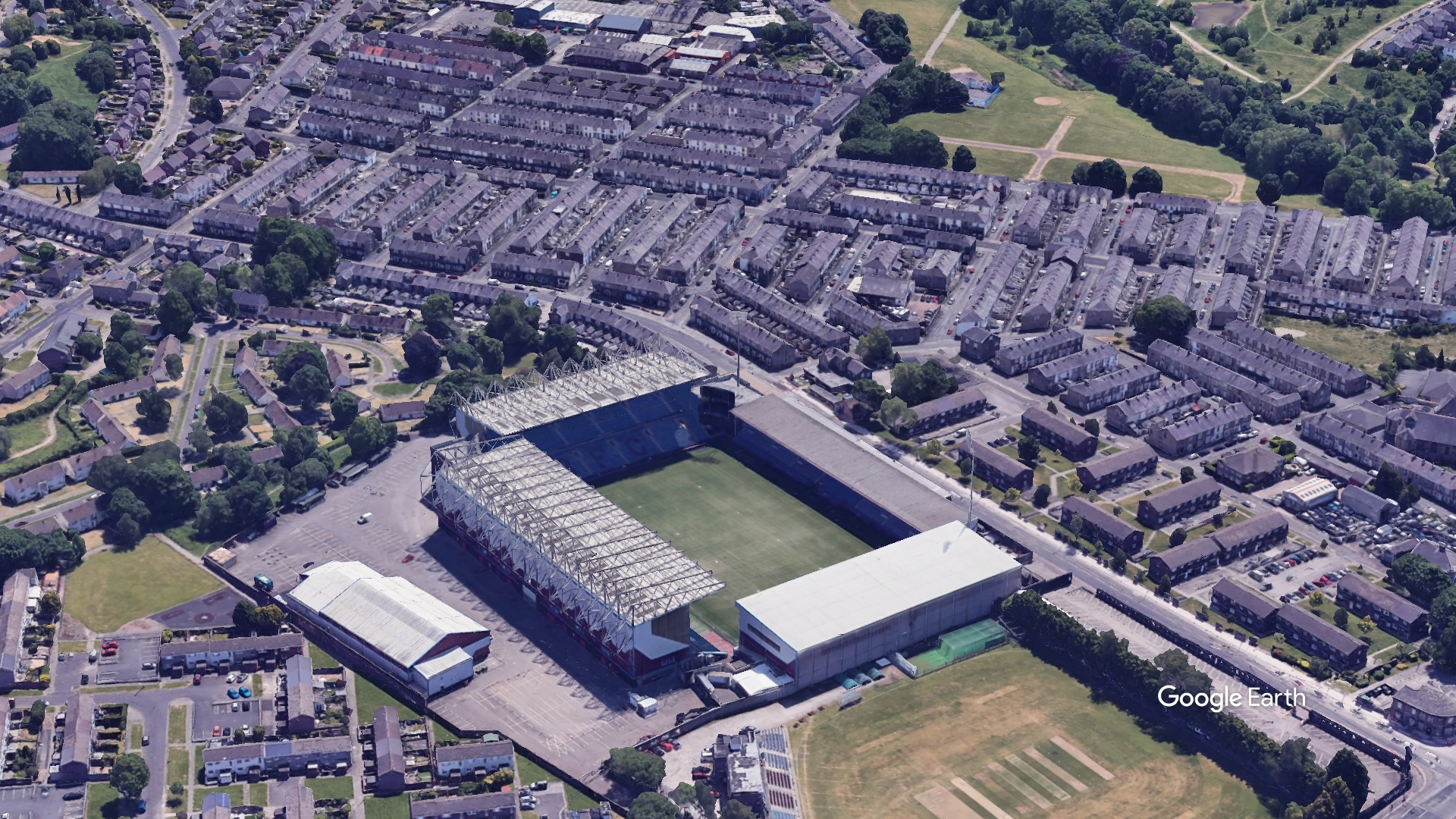 Aerial View of Turf Moor Stadium Burnley Football Club